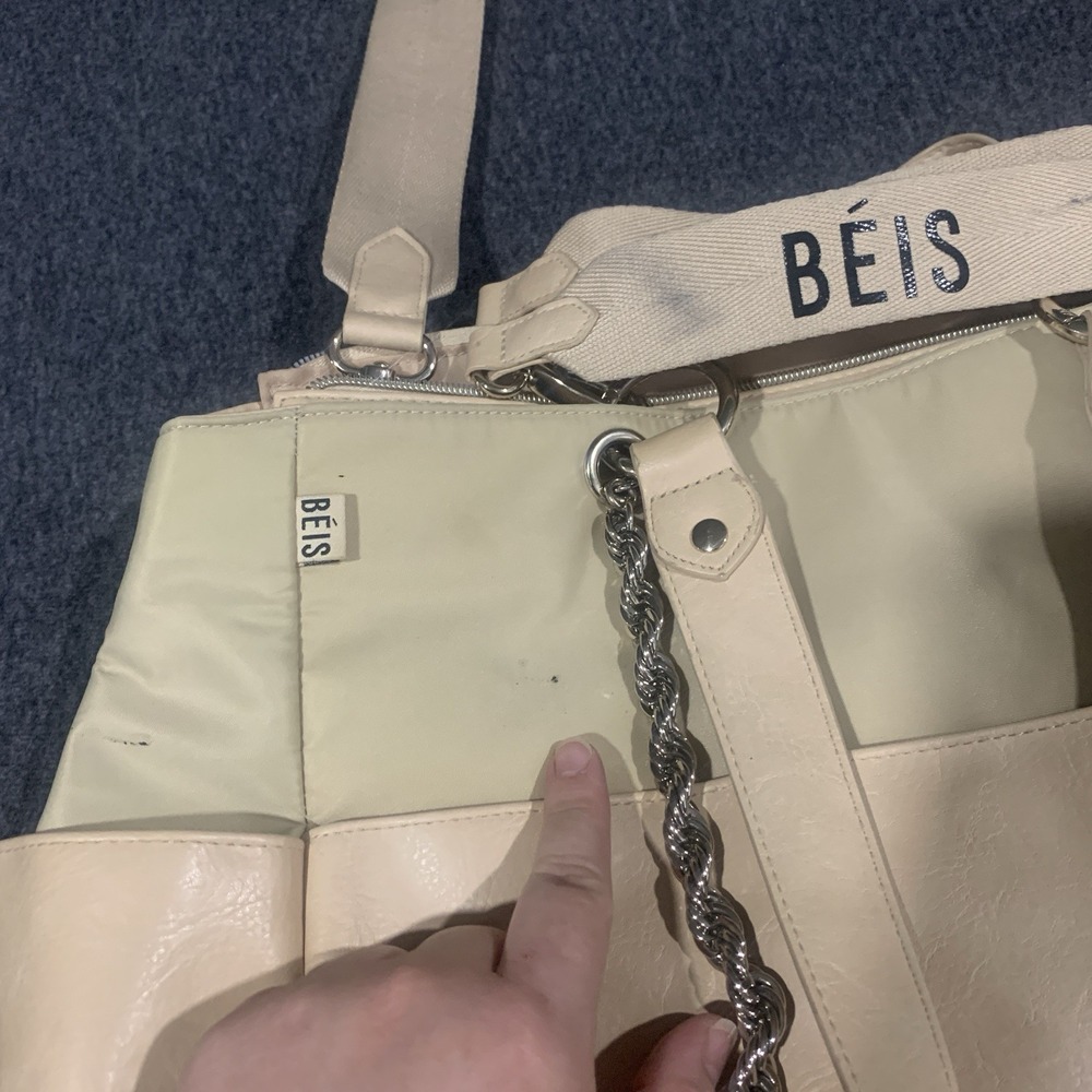 Beis The Baby Bag in Beige/Cream Trim Vegan Leather Multi Straps - Picture 8 of 16